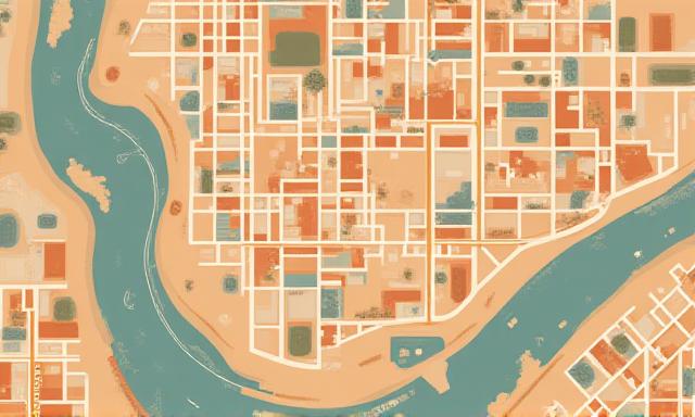 Illustration of a stylized desert-toned map of Brooklyn New York